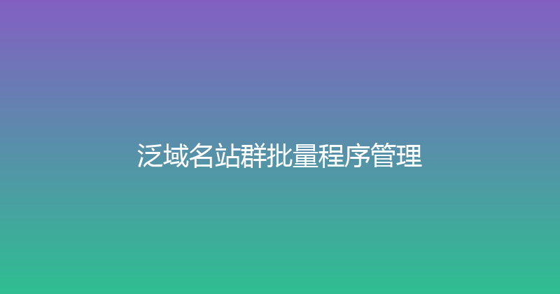 泛域名站群批量程序管理 封面图