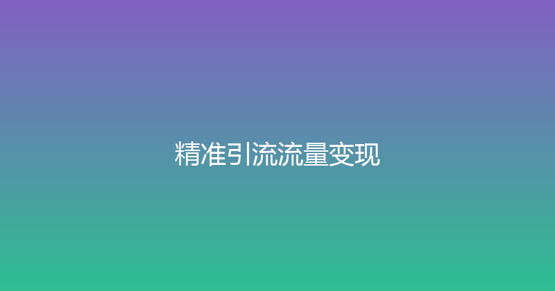 精准引流流量变现 封面图