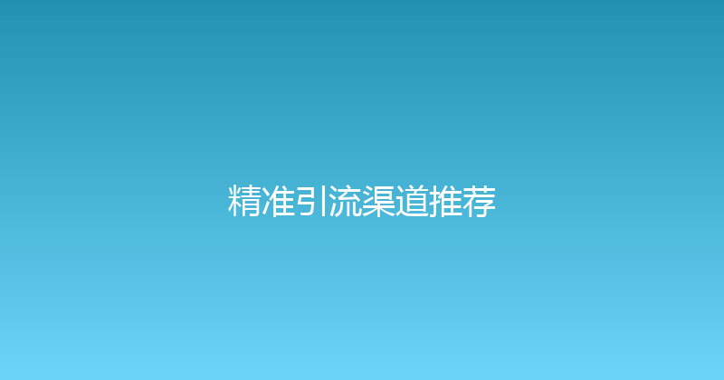 精准引流渠道推荐 封面图